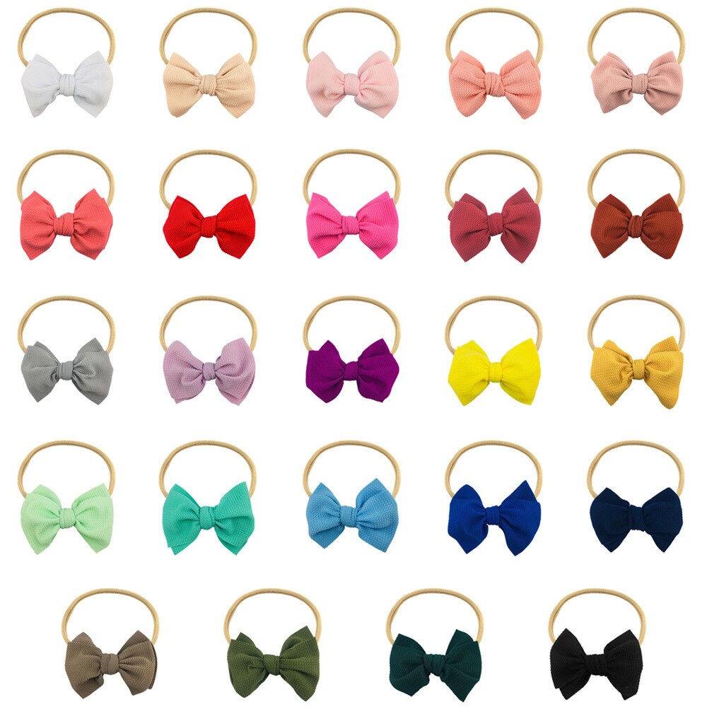 6 Inches Super Big Bowknot Elastic Hairband Solid Color Handmade Bows Infant Headband Sweet Hair Accessories Photography Props
