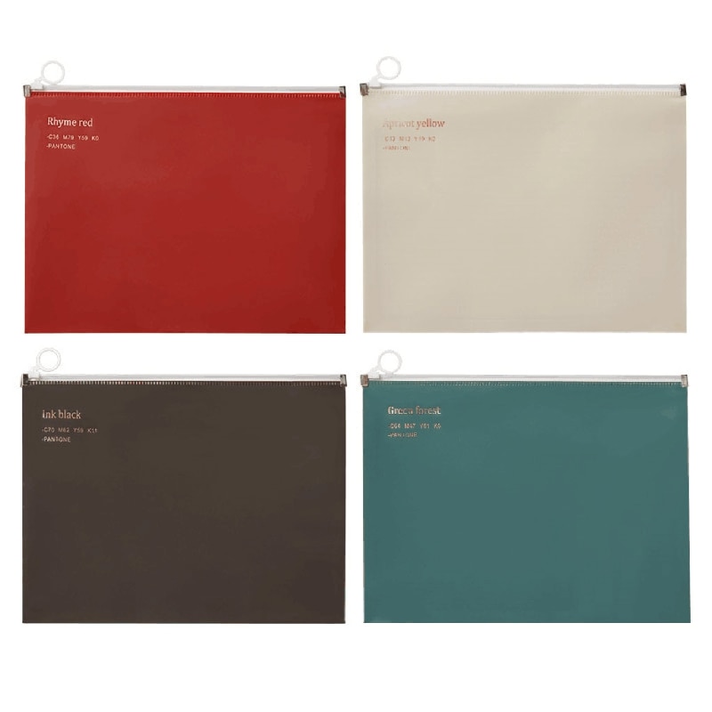 4 Pcs A4 High-Grade PVC Folder Zipper Lock Design Large Capacity Envelope Document Bag Office File Organizer Bag