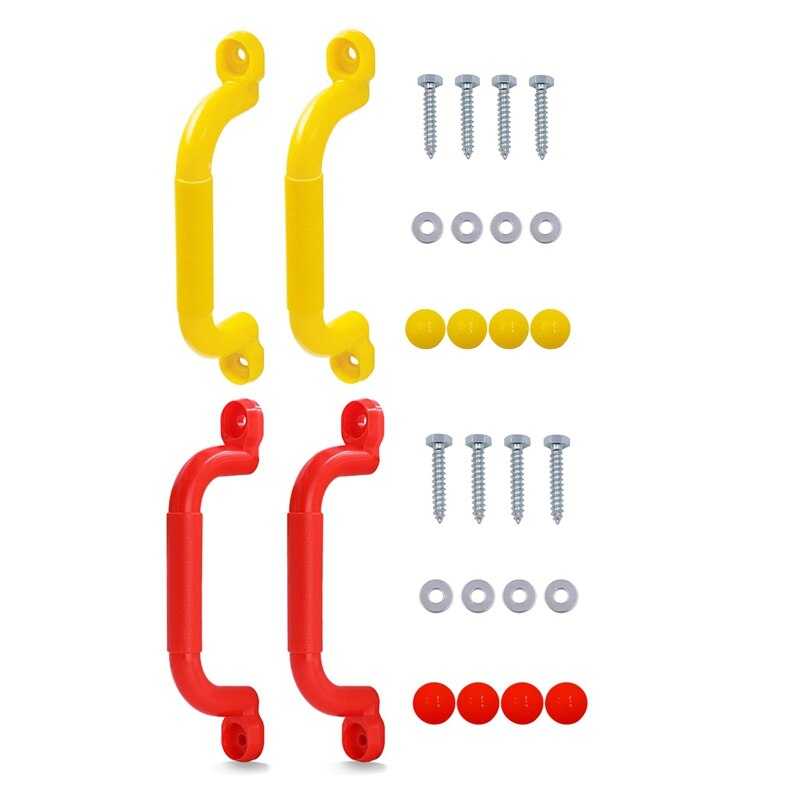 1 Pair Children Playground Nonslip Handle Mounting Hardware & 1 Pair Yellow Safety Handrail Handle Solid Color Swing Set