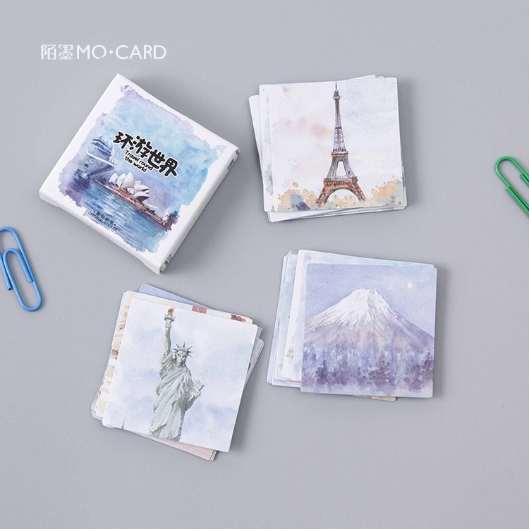 45 Pcs Scenic Stickers World Architecture Decals For Laptop Phone Pad Planner Scrapbook Journal