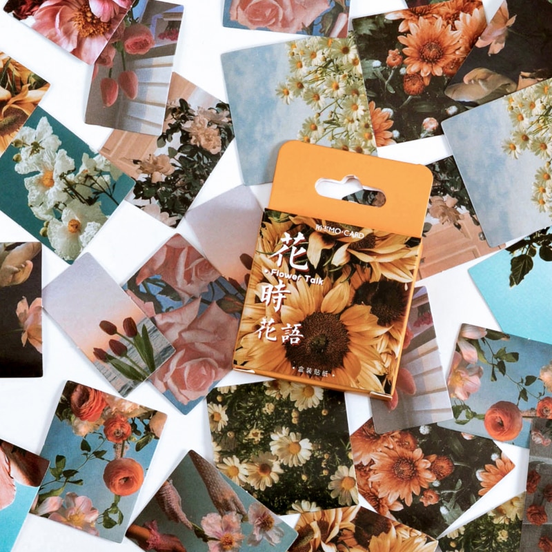 46Pcs/Box Flowers DIY Stationery Stickers Decorative Journal Scrapbooking Stickers Retro Plant Travel Diary Handmade Materials