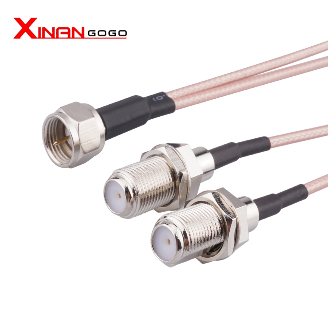 F Male to 2 x F Female Dual RF Combiner coaxial cable Y type splitter pigtail RG316