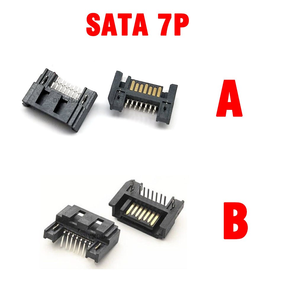 5pcs SATA 7P Vertical SATA Female Hard Disk Interface Socket White SATA Interface Connector