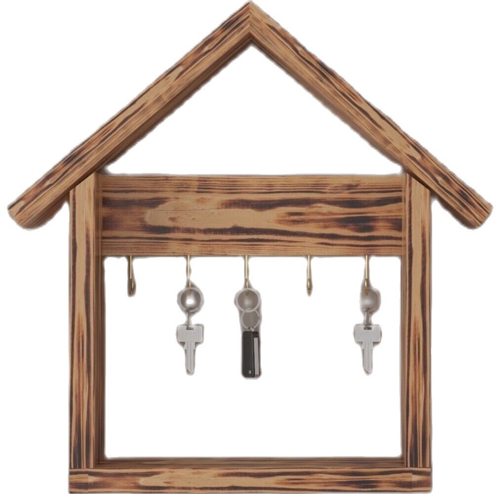 Special Pine wood Decorative House Shaped Keychain Rack 27x23x4 cm Düzenleyici Accessory Ornament