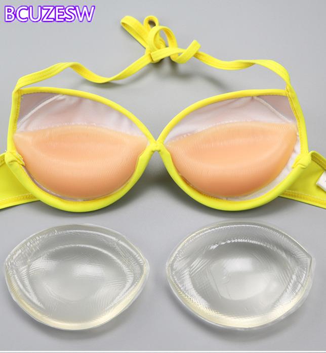 Dropship 1 Pair Push Up Silicone Triangle Bikini Swimsuit Bra Insert Pads Bra Pads Pasties Invisable Breast Enhancer Lingerie