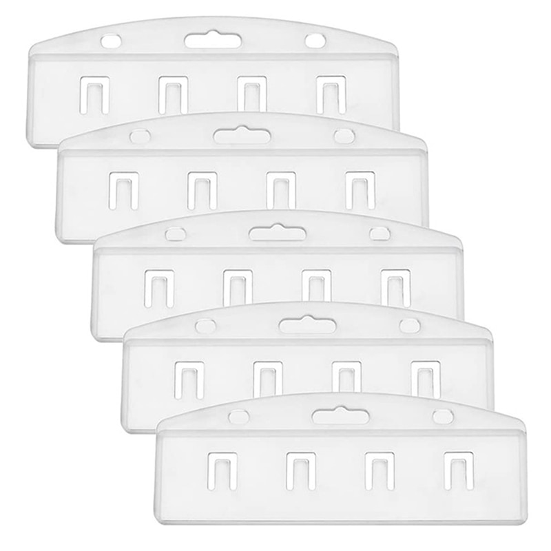 1pc Horizontal Half Card Badge Holder For Swipe ID Cards Frosted Rigid