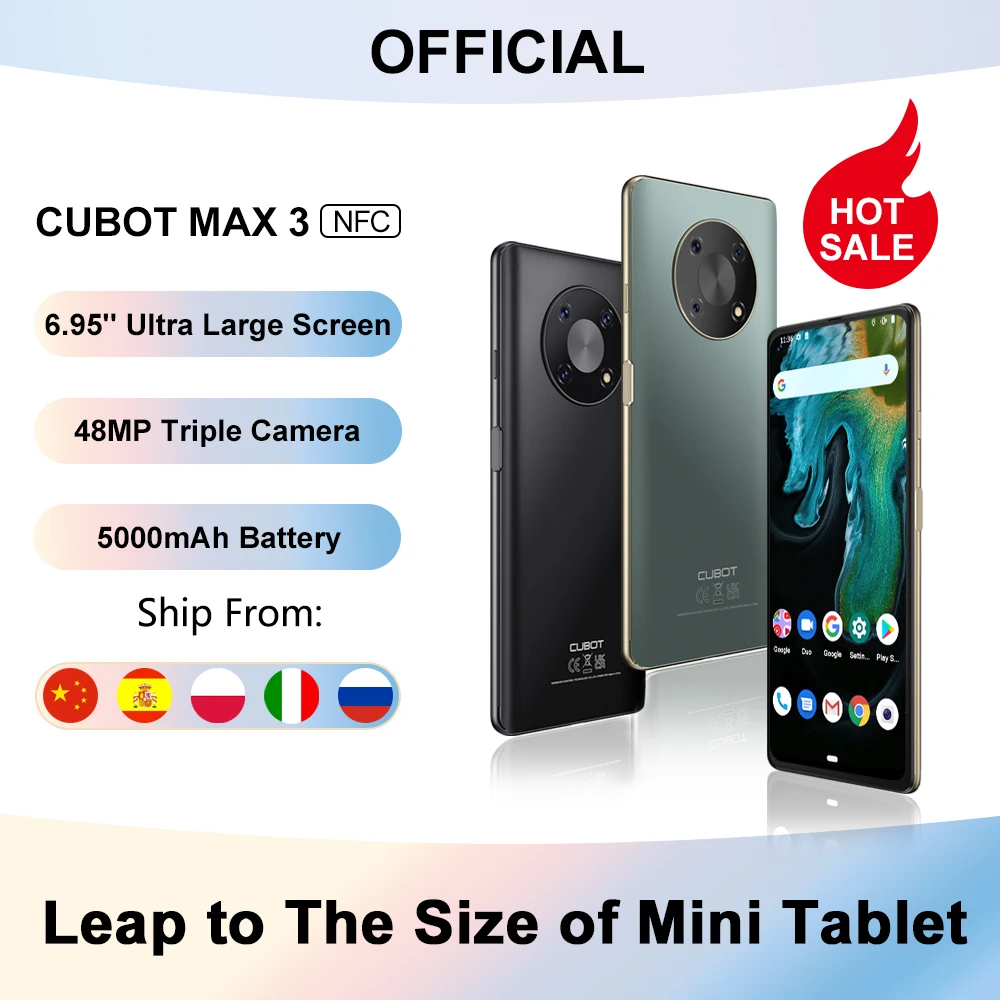 Cubot MAX 3 Smartphone 6.95" Ultra Large Full Screen Mini Tablet Mobile Phone 48MP Triple Camera 5000mAh Celular NFC Androi