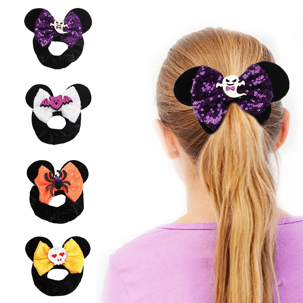 Halloween Cartoon Ghost Pumpkin Elastic Hair Bands Children Girl Rubber Bands Hair Ties Scrunchie Headwear Sweet Hair Accessory