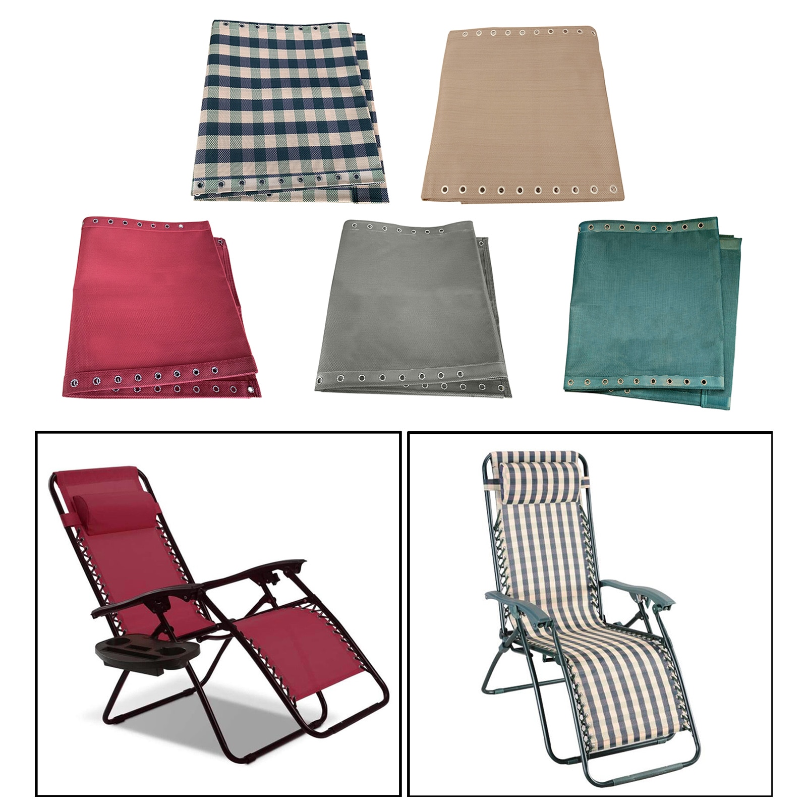 Replacement Fabric Couch Cloth for Patio Sling Folding Recliner Couch Outdoor for All Standard Folding Sling Chairs