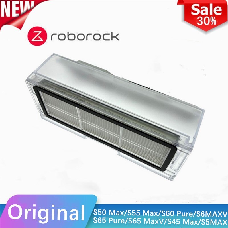 Original Dust Box Robot Dustbin Box with Filter Hepa for Robotic Roborock S5 MAX S6 MAXV S6 PURE Vacuum Cleaner- White
