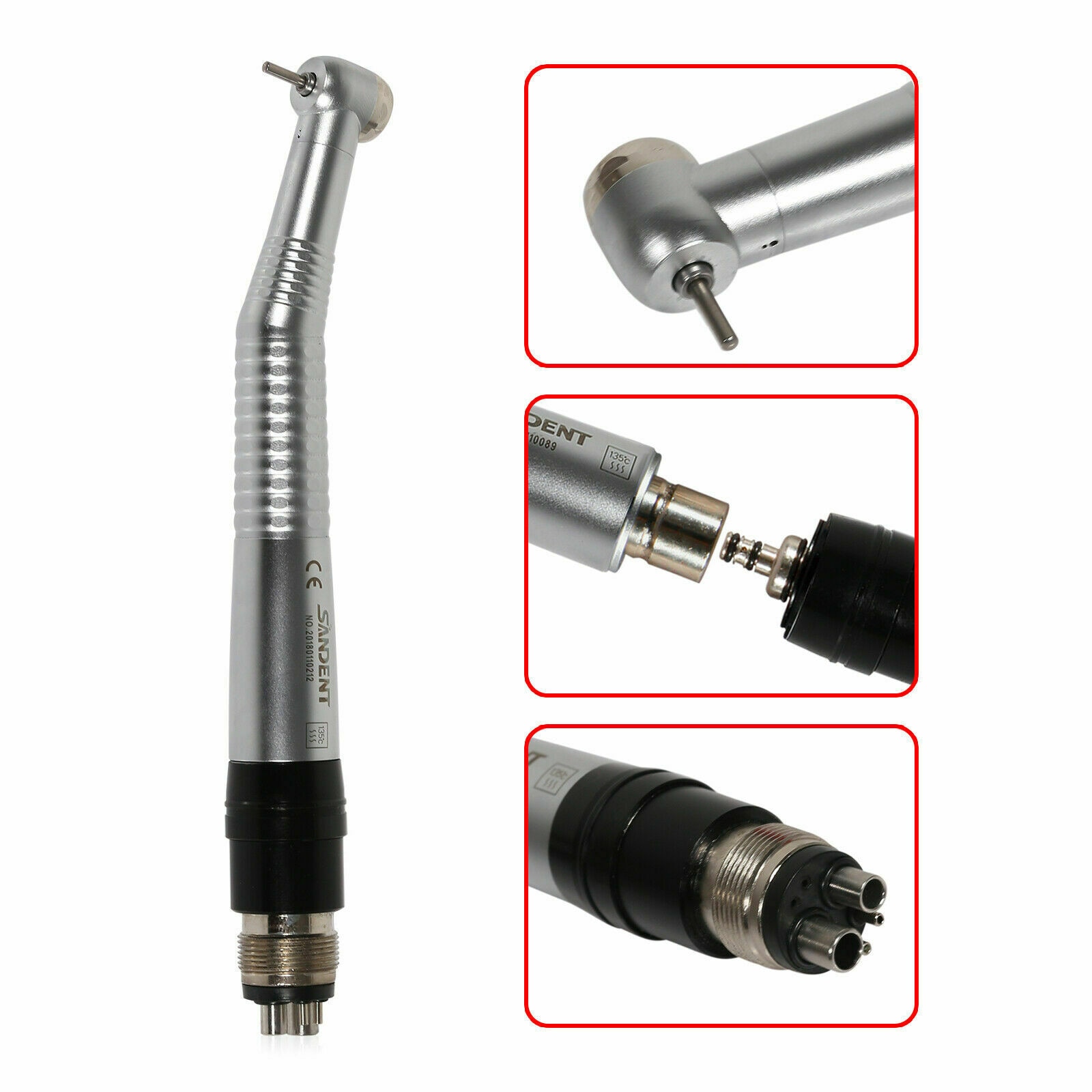 Dental High Speed Mini Head Handpiece Air &Water Spary Push Button Turbine With Quick Coupler 4Hole fit NSK