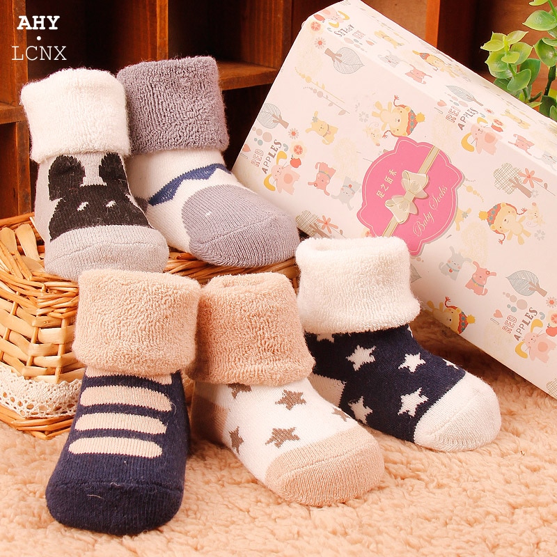 5 Pairs/lot Toddler Socks For Newborn Baby Winter Autumn Warm Thicken Socking Babies Wholesale Lot Socks Children's Cute So