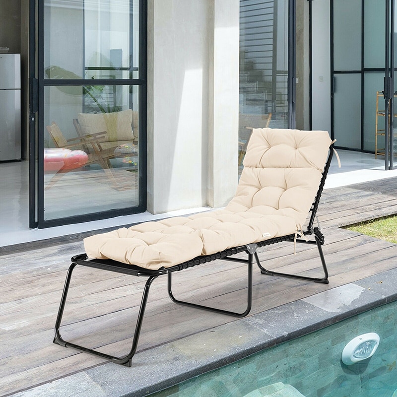 73" Lounge Chaise Cushion Padded Recliner Thickened High Resilience Cushion Exquisite Waterproof Indoor Outdoor Sun Lounger