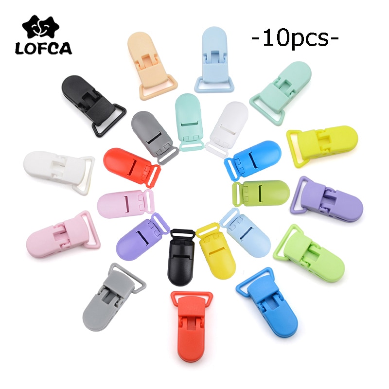 LOFCA 10pcs Baby Pacifier Clips Solid Plastic Pacifier Clips Soother Holder Infant Pacifier Nipples Holder Multi Color Clamp