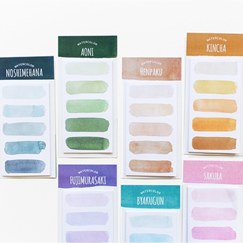 20pcs*5 Watercolor Mood Tearable to do list Notes index Accessories DIY Collage Material Paper Self-adhesive Memo Pads