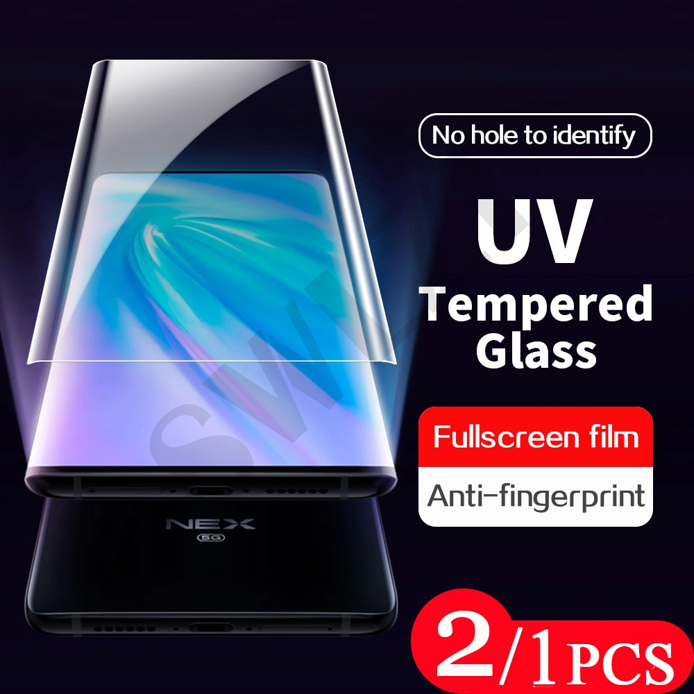 2/1Pcs 9D UV tempered glass for vivo X60 X60T x50 pro plus phone screen protector iQOO 5 Pro NEX 3 3S UV Glass protective film