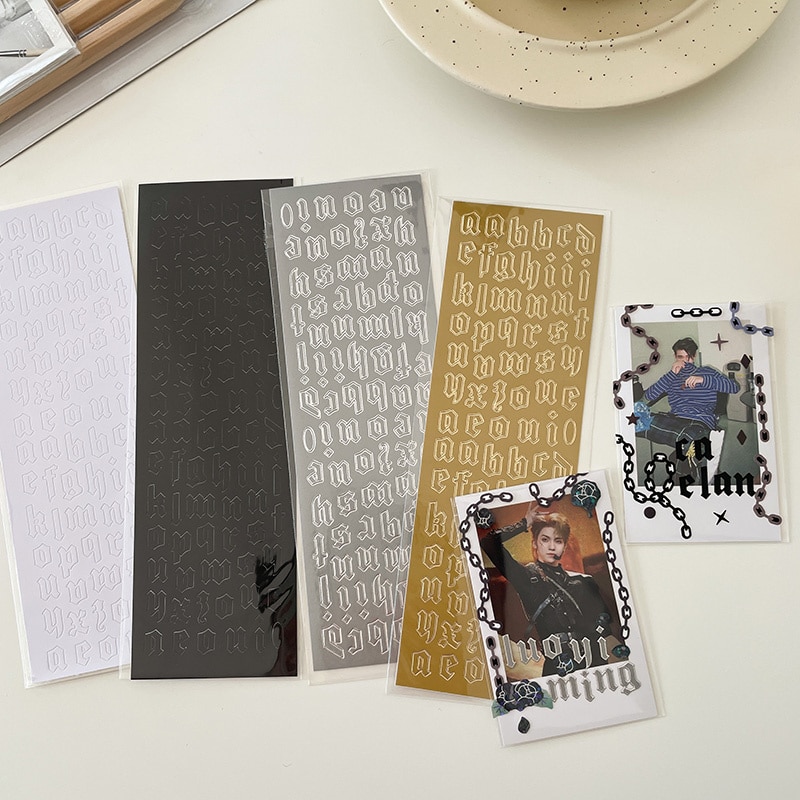 1Pc Ins Bronzing And Silver Art English Alphabet Stickers DIY Planner Notebook Journal Decorations Material Stationery Stickers
