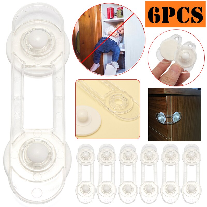 6Pcs Kids Child Baby Cabinet Lock Baby Safety Protection Child Safety Latches Drawers Cupboards Locks 11x3.4x1.5 cm