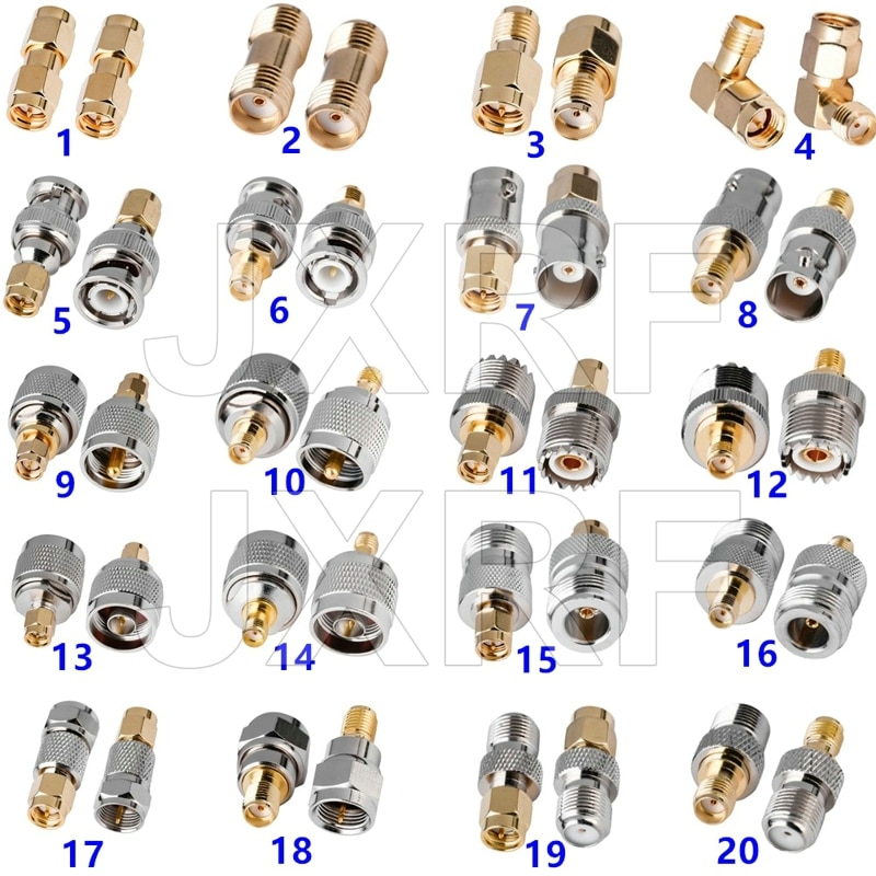 JXRF Connector 1PCS SMA Male Female to SMA BNC UHF N F type Male Female RF Adapter