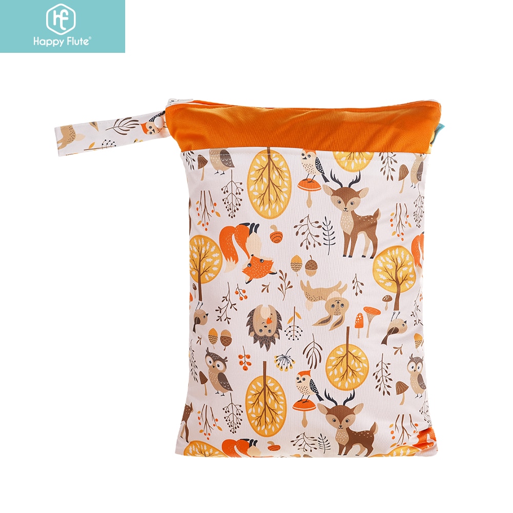 Happyflute Wet Dry Bag With Two Zippered For Baby Diapers Nappies Waterproof Reusable 30cmx40cm