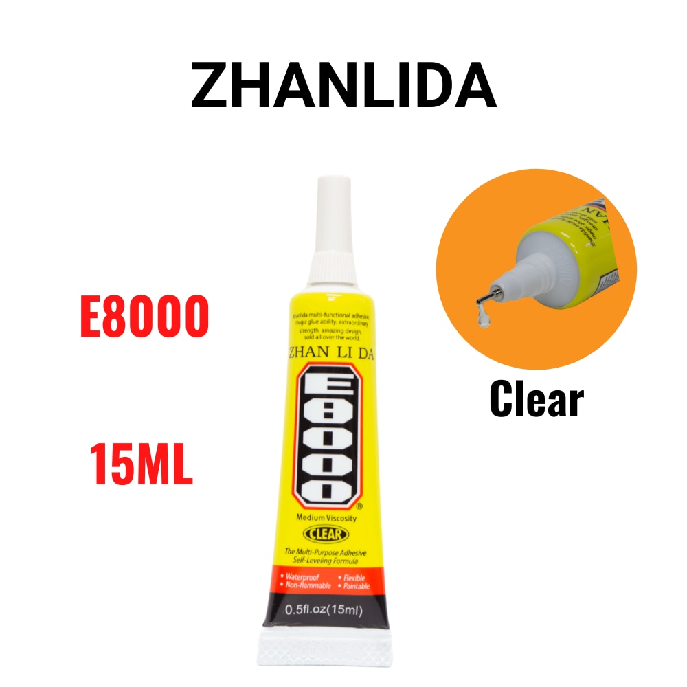 Zhanlida E8000 15ML Clear Contact Phone Frame Repair Adhesive Multipurpose DIY Ceramic Stone Glue With Precision Applicator Tip