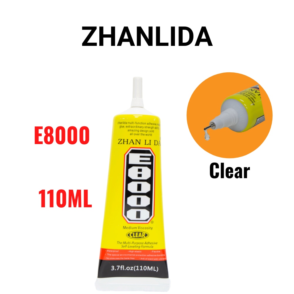Zhanlida E8000 110ML Clear Contact Phone Frame Repair Adhesive Multipurpose DIY Ceramic Stone Glue With Precision Applicator Tip