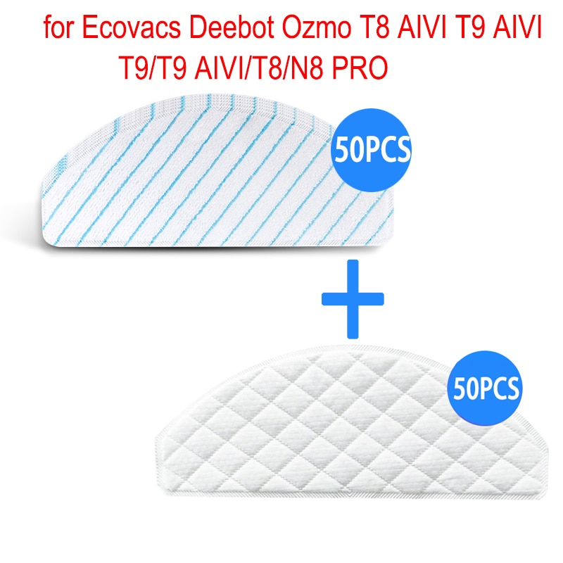 100 Pack Disposable Mop Pads for Ecovacs Deebot Ozmo T8 AIVI T9 AIVI T9/T9 AIVI/T8/N8 PRO Robot Vacuum Cleaner Accessories