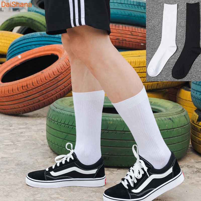 3Pairs/Lot New Men's Cotton Socks New styles Black Business Men Socks Soft Breathable Autumn Spring for Male White Free Siz