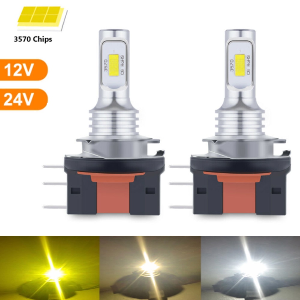 Muxall 2pcs 12000LM H15 Led Bulb Headlight Driving Light Daytimes Running Light 3570 CSP Light 6000K 12V Car Auto Lamp