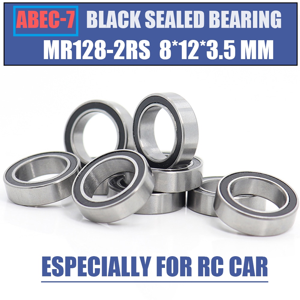 MR128RS Bearing 10PCS 8x12x3.5 mm ABEC-7 Hobby Electric RC Car Truck MR128 RS 2RS Ball Bearings MR128-2RS Black Sealed