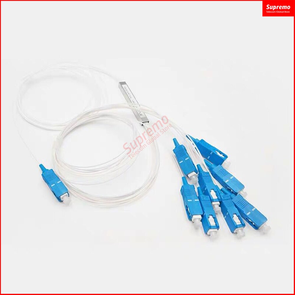 1*8 SC/ UPC Mini Blockless Connector Fiber Optic Splitter 0.9mm Steel Tube Fiber Optic PLC Splitter 1x8 SC/UPC Splitter