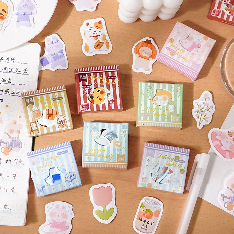 MOHAMM 45 PCS Self-adhesive Cartoon Cute Rabbit Stickers Set for Scrapbooking Diary Album Cards Making DIY Envelopes Planners
