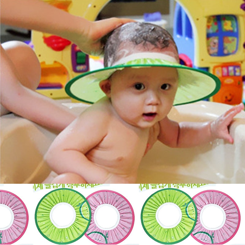 2017 New Safe Children Shampoo Bath Shower Cap Adjustable Baby Shower Hat Baby Shampoo Cap Wash Hair Shield Resizable Hat B0665