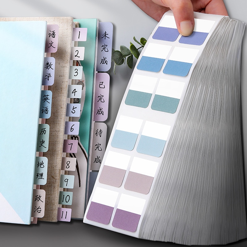 1 Set Morandi Index Stickers Stationery Daily Planner Label Memo Stickers DIY Color Fluorescent Sticker Bookmark Classify Marks