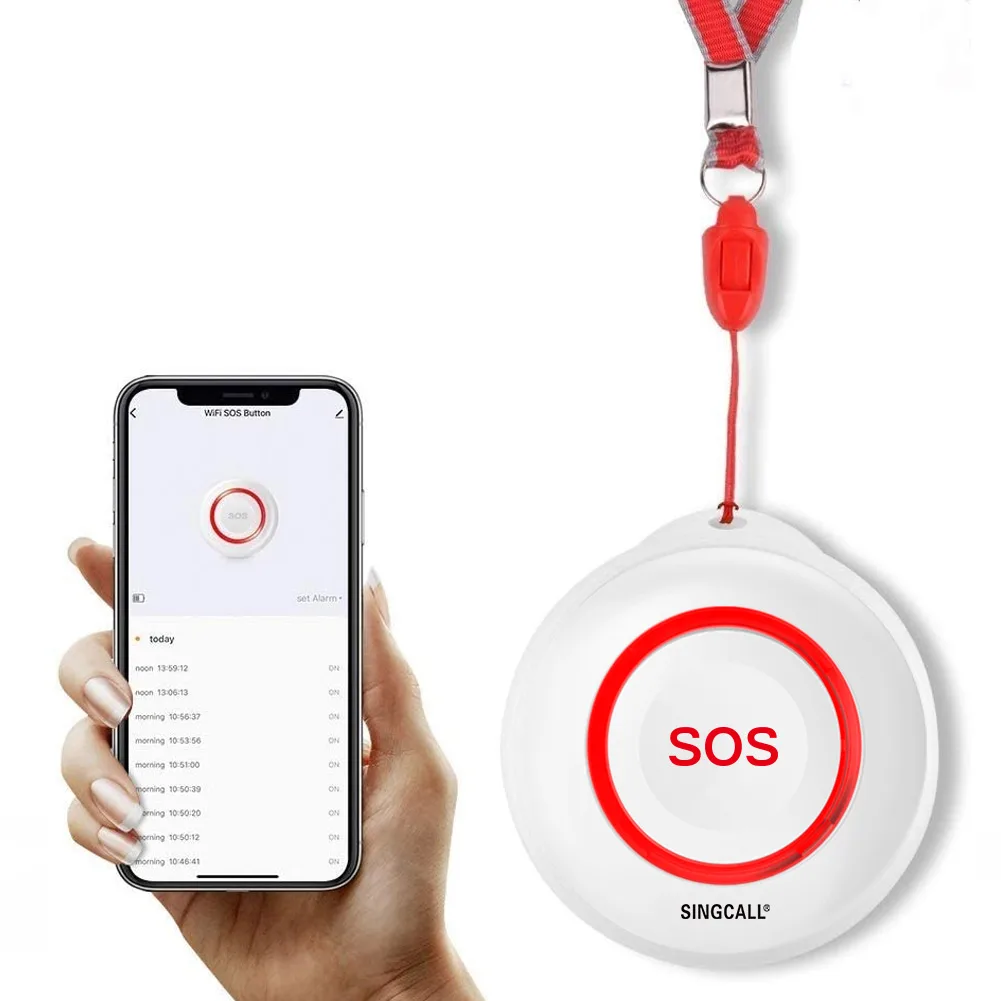 SINGCALL Tuya WiFi Smart Home SOS Emergency Button Alarm for Handicapped Caregiver Pager Wireless Nurse Alert System for Elderly