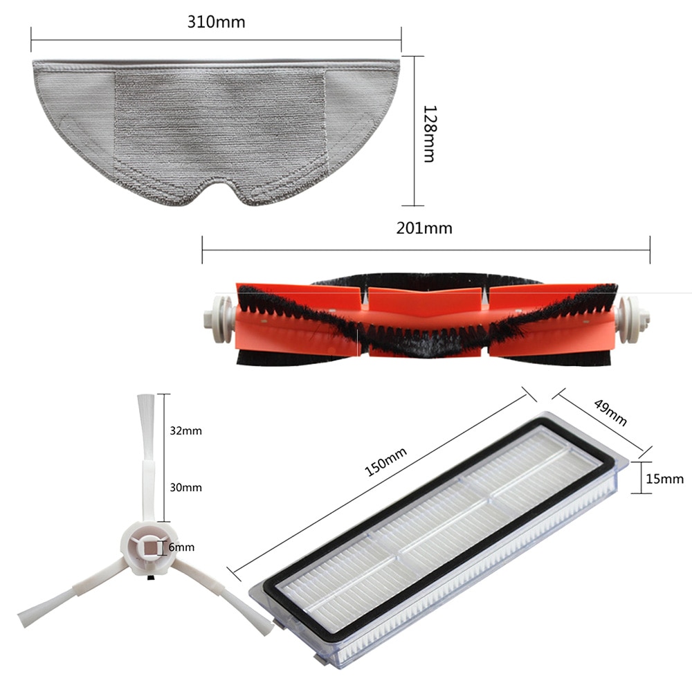 Side Roller HEPA Filter Mop Cloths for Dreame D9 L10 Pro Robot Vacuum Cleaner, Dry Wet Mopping Main brush for Dreame L10 Pro
