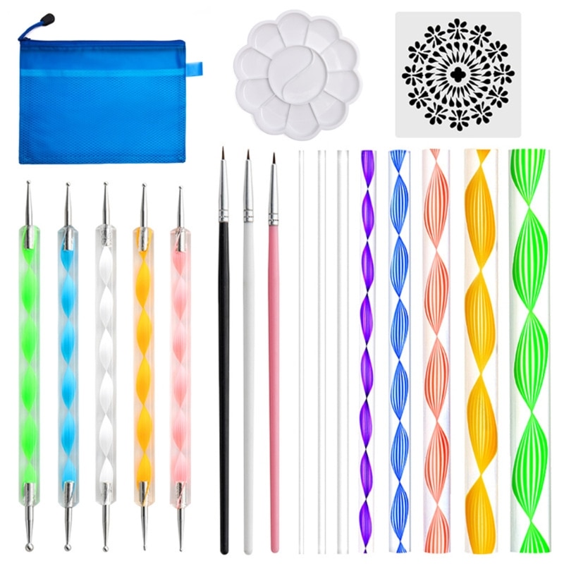 Mandala Dotting Tools Set 19 PCS Mandala Painting Kit Art Craft Supplies Stencils Ball Stylus Brushes Tray