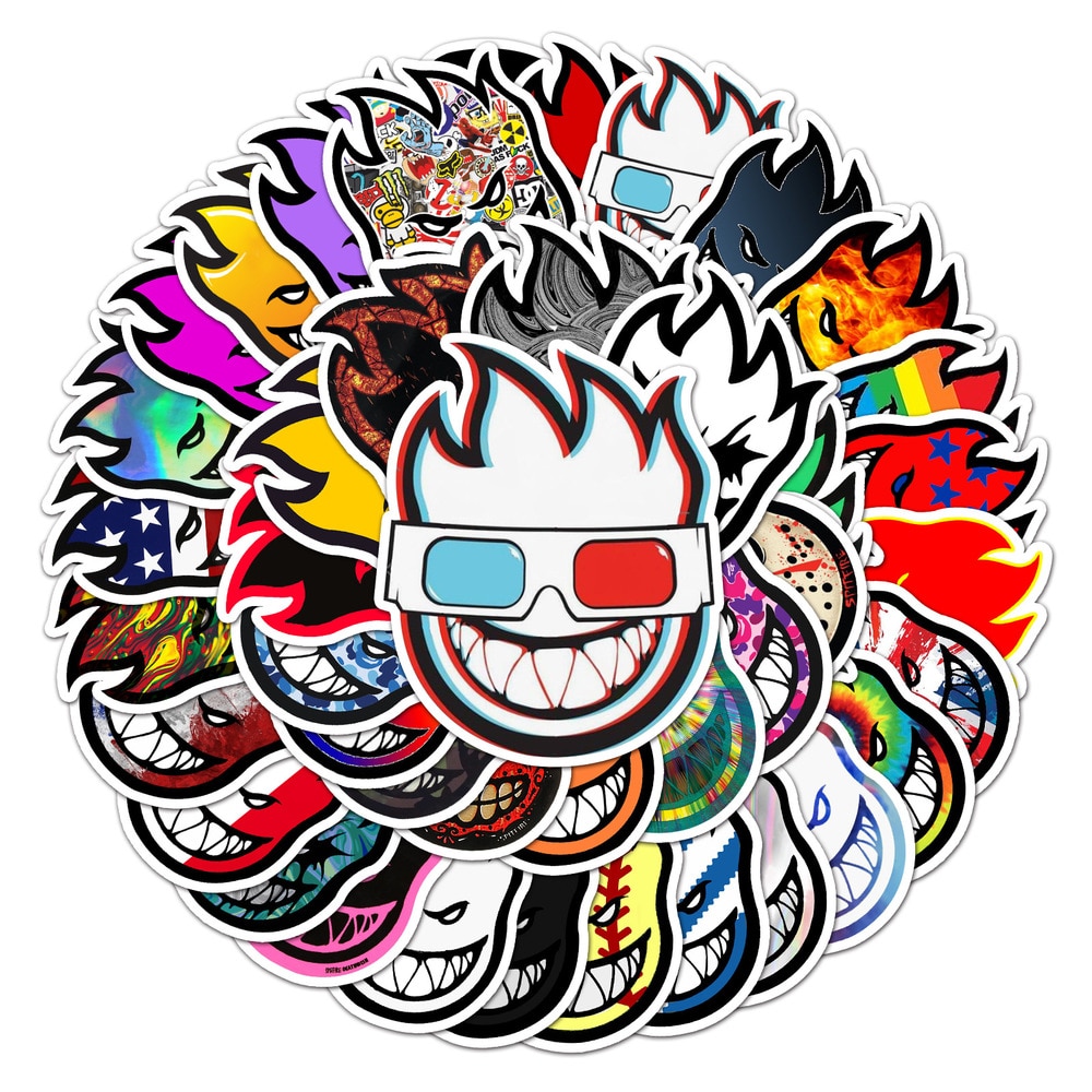 10/50Pcs PVC Waterproof Funny Spitfire Style Stickers for Mobile Phone Laptop Luggage Case Skateboard Gear Bike Car Stickers