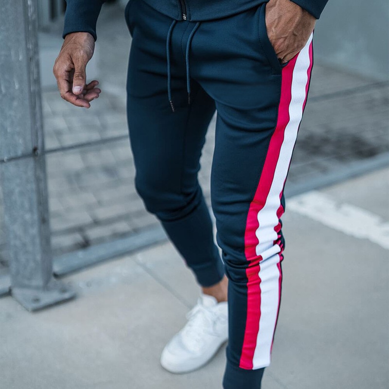 New Men Fashion Casual Pants Jogging Running Cloud Shorts 2021 Fashion Side Stripes Muscle Men's Jogging Pants