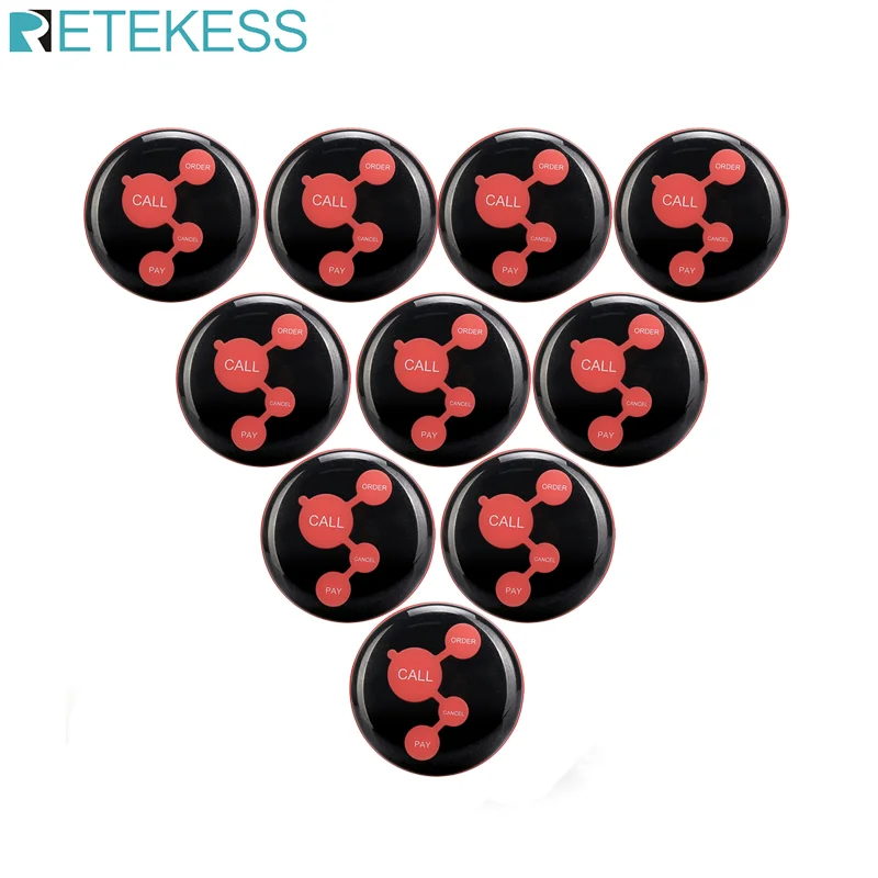 Retekess 10Pcs TD010 433MHz Call Bell Buttons Restaurant Pager Wireless Waiter Calling System For Cafe Bar Clinic Hotel Club