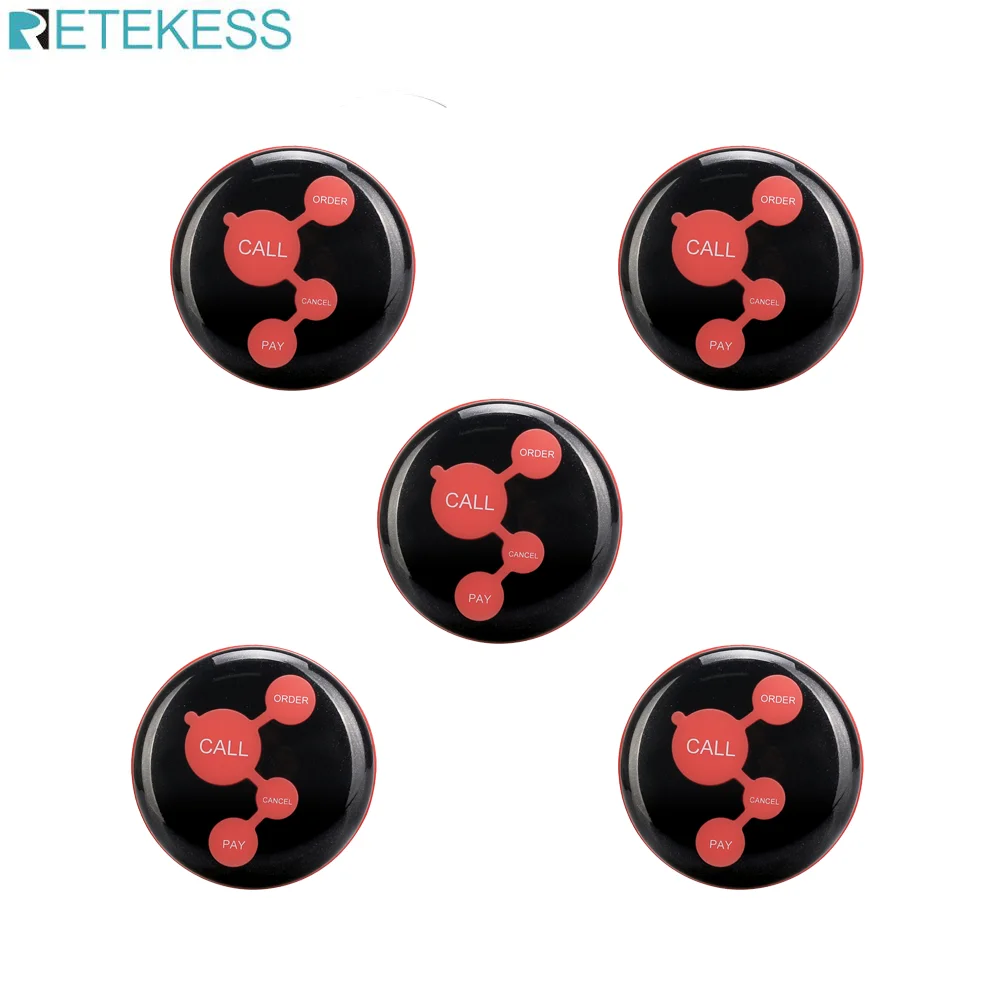 Retekess 5pcs TD010 Wireless Call Button Restaurant Waiter Calling Transmitter Button Call Pager Cafe Bar Clinic Custome Service