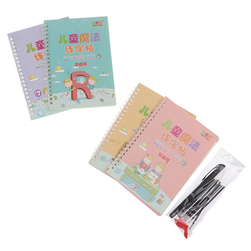 4 Books Learning Numbers In English Painting Practice Art Book Baby Copybook For Calligraphy Writing English Lettering Toy