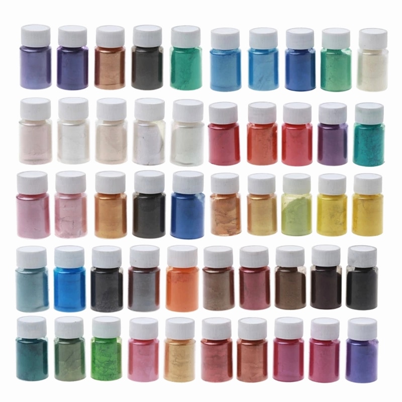 50Colors Natural Mica Mineral Handmade Soap Pearlescent Powder Pigment Mica Nail Glitter Pearl Powder Epoxy Resin Pigment
