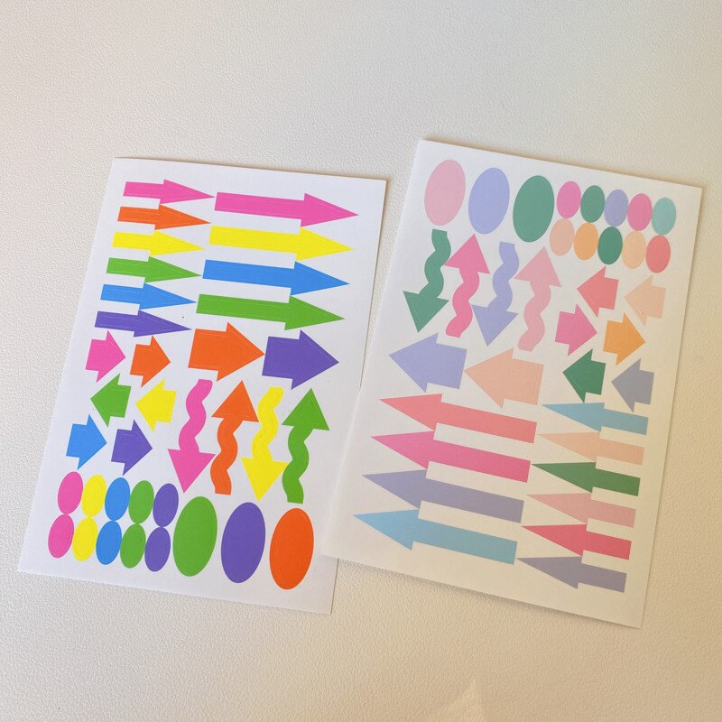 Ins Colorful Macarone Arrow Mark Cute Stickers Student Hand Account Labels Paster Stationery Diy Creative Decorative Sticker