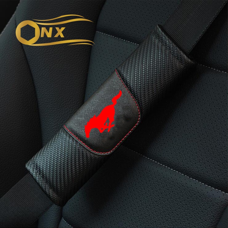 Car car interior seat belt shoulder cover carbon fiber shoulder pad decorative shape For Ford Mustang