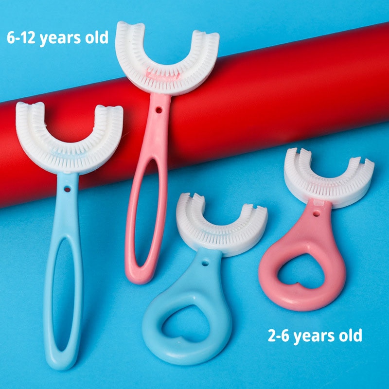 New Children's Baby Toothbrush U-shaped Silicone Toothbrush Mouthwash Manual Cartoon Pattern Handheld Version Hot Selling i