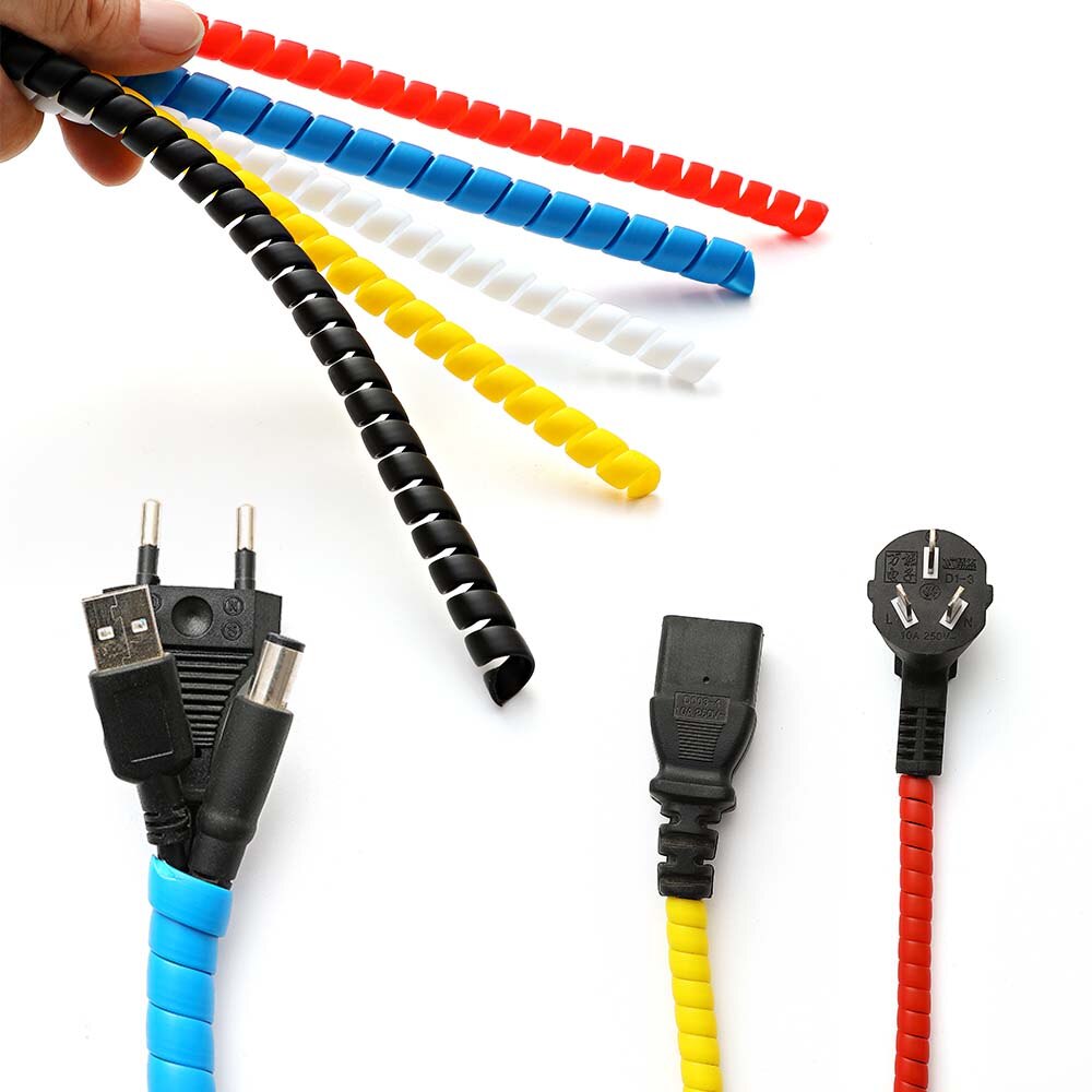 2M spiral wound hose protector anti-breaking cable wire organizer wire management flame retardant tubing protective cover