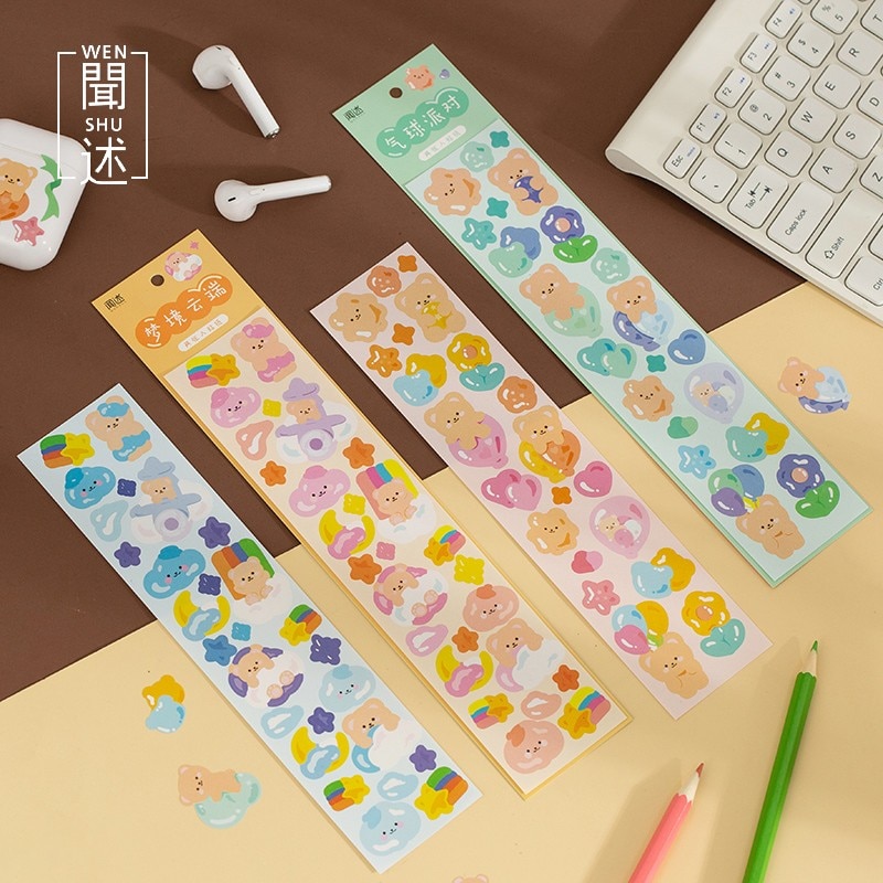 2 Sheets Cute Korean Stickers Set Kawaii Bear Planner Stickers For Journals Scrapbooking Planners Cards Diy Arts And Crafts