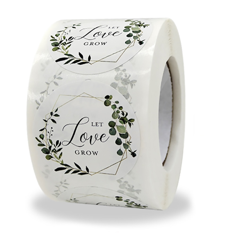 50-500pcs 1.5inch Wedding Decoration Labels Stickers Let Love Grow Sticker For Scrapbooking Party Stationery Jewelry Box Sealing