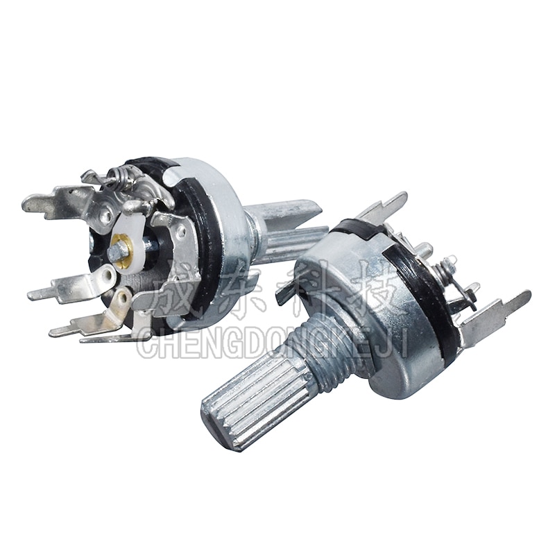 5PCS RV17 with switch potentiometer B10K20K50K handle length 15mm diameter 17MM 5pin 10K 20K 50K